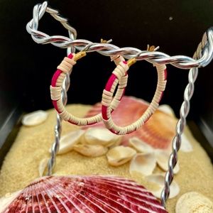 Nantucket Woven 1 1/4" Round Hoop Earrings - Vivid Pink